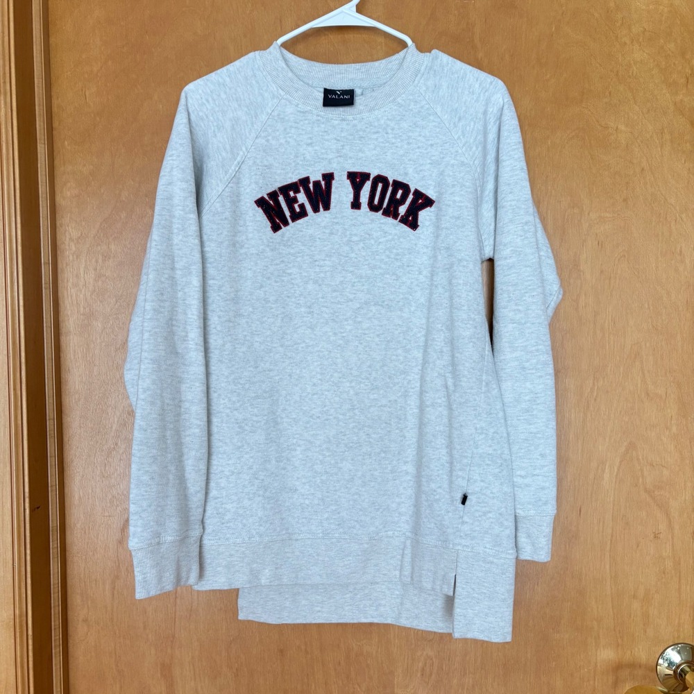 VALANI New York City Crewneck Sweatshirt Grey NYC Graphic Long Sleeve Top L